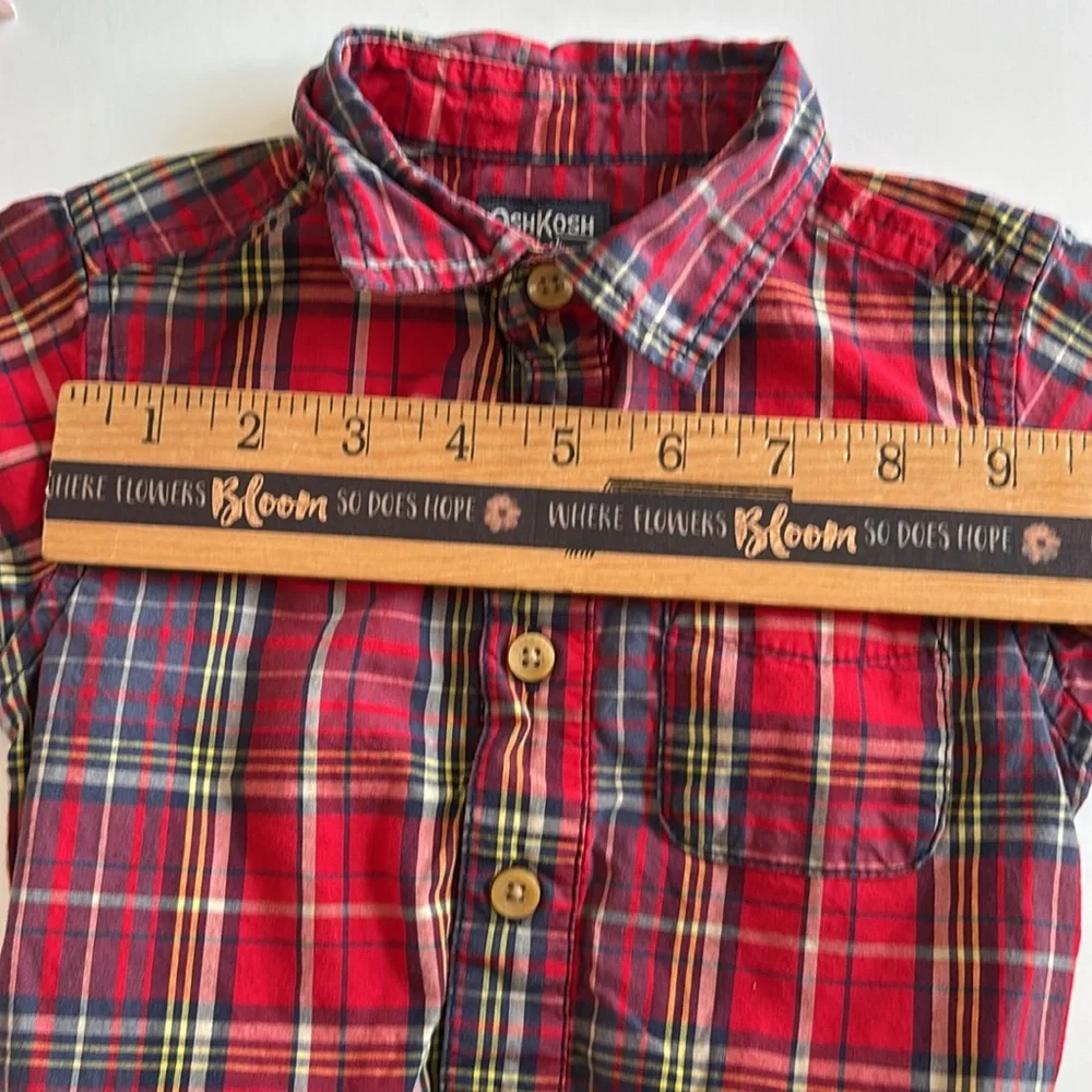 Christmas Plaid Boy Bodysuit Oxford Shirt Oshkosh 12M Christmas Baby Boy